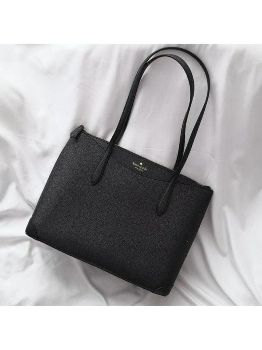 KATE SPADE NEW YORK BLACK SHIMMY TOTE - Picture 5 of 8